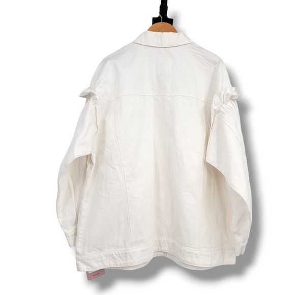 NEW Avec Les Filles Women's Plus Ruffle‎ Button Down Denim Jean Jacket Size 2X - Picture 3 of 10